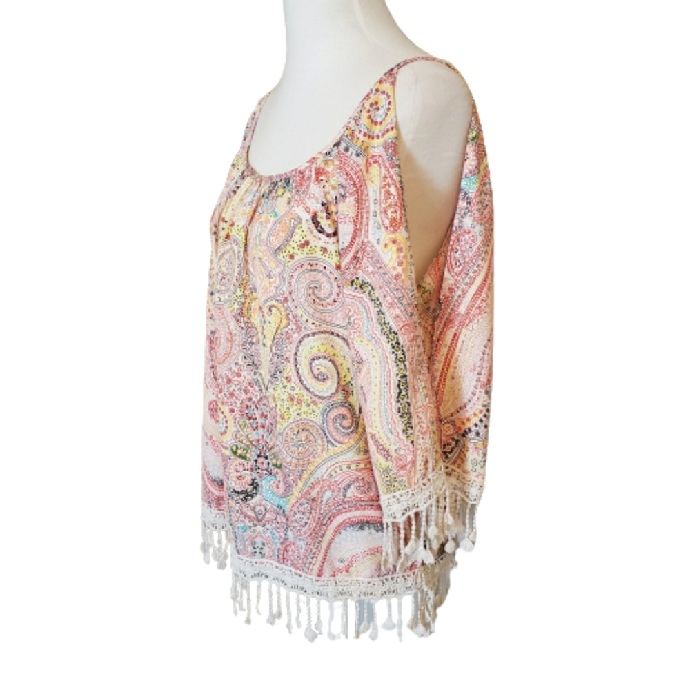 Mmmmmm Boho Paisley Cold Shoulder Top